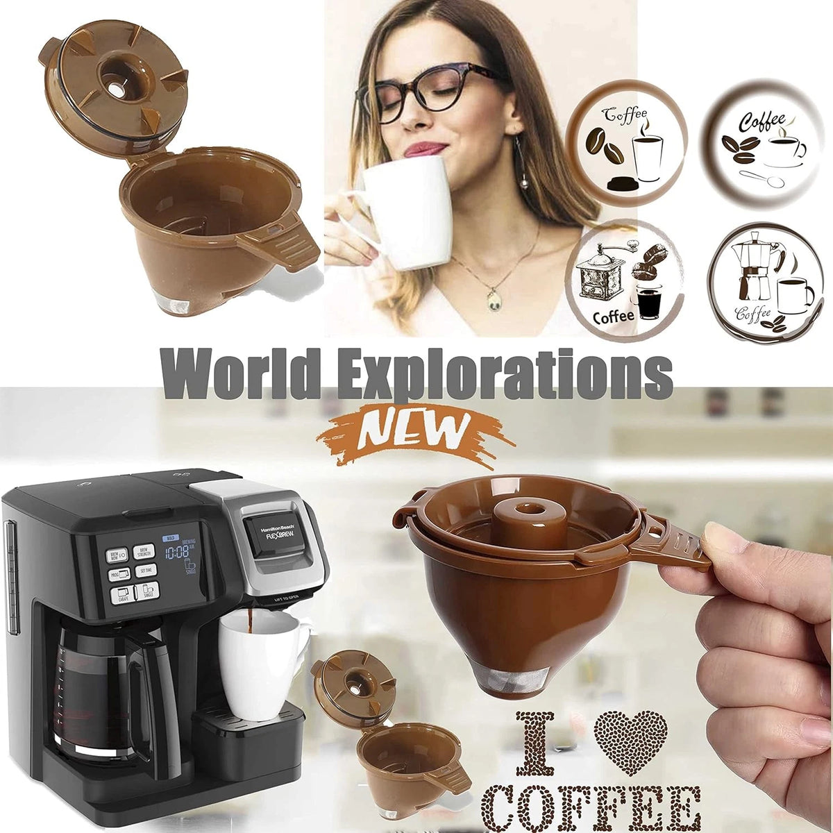 2-Pack Single Serve Ground coffee Brew Basket for Hamiltion FlexBrew Coffee...