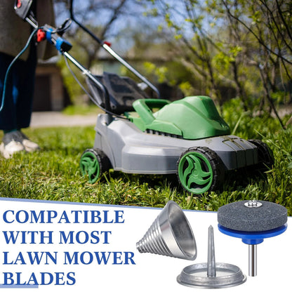 Chumia 6 Pcs Lawn Mower Blade Sharpener and Steel Balancer blue, sliver