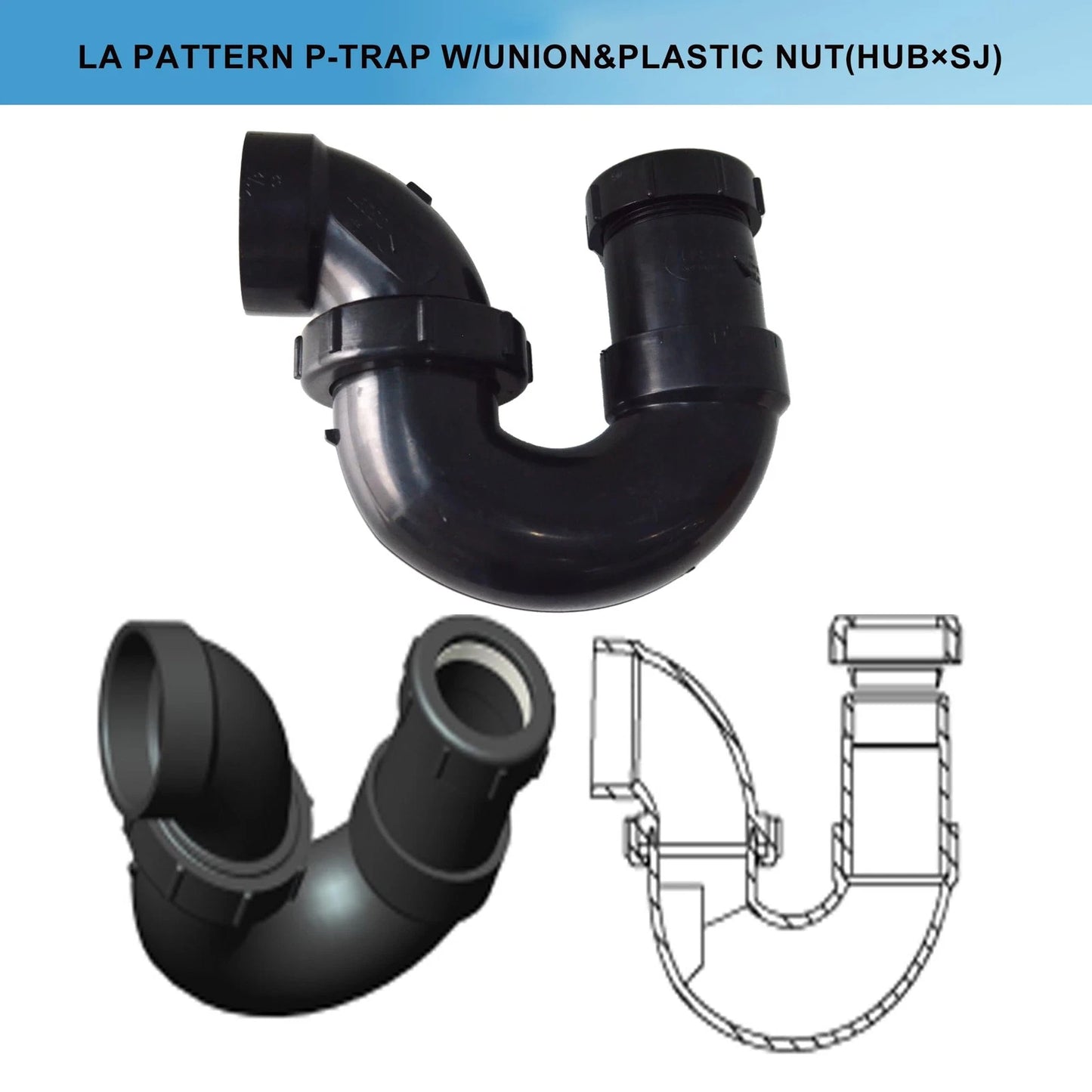 Lesso ABS Adjustable P Trap1 1/2 Inch for RV Drain Bathroom 1-1/2 Inch, Black