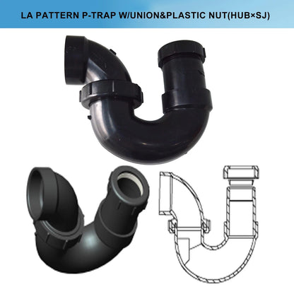 Lesso ABS Adjustable P Trap1 1/2 Inch for RV Drain Bathroom 1-1/2 Inch, Black