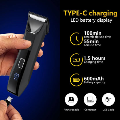 Bomic Manscape 3-in-1 Body Trimmer for Men, Groin, Pubic & Ball Hair Black