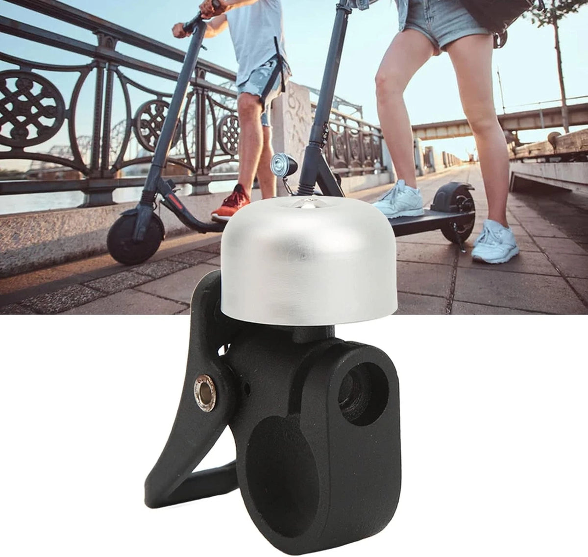 Dilwe Electric Scooter Bell, Aluminum Alloy Handlebar Horn Silver