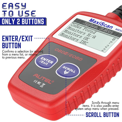 Autel OBD2 Scanner MS309 Universal Car Engine Fault Code Reader, Check S, Red