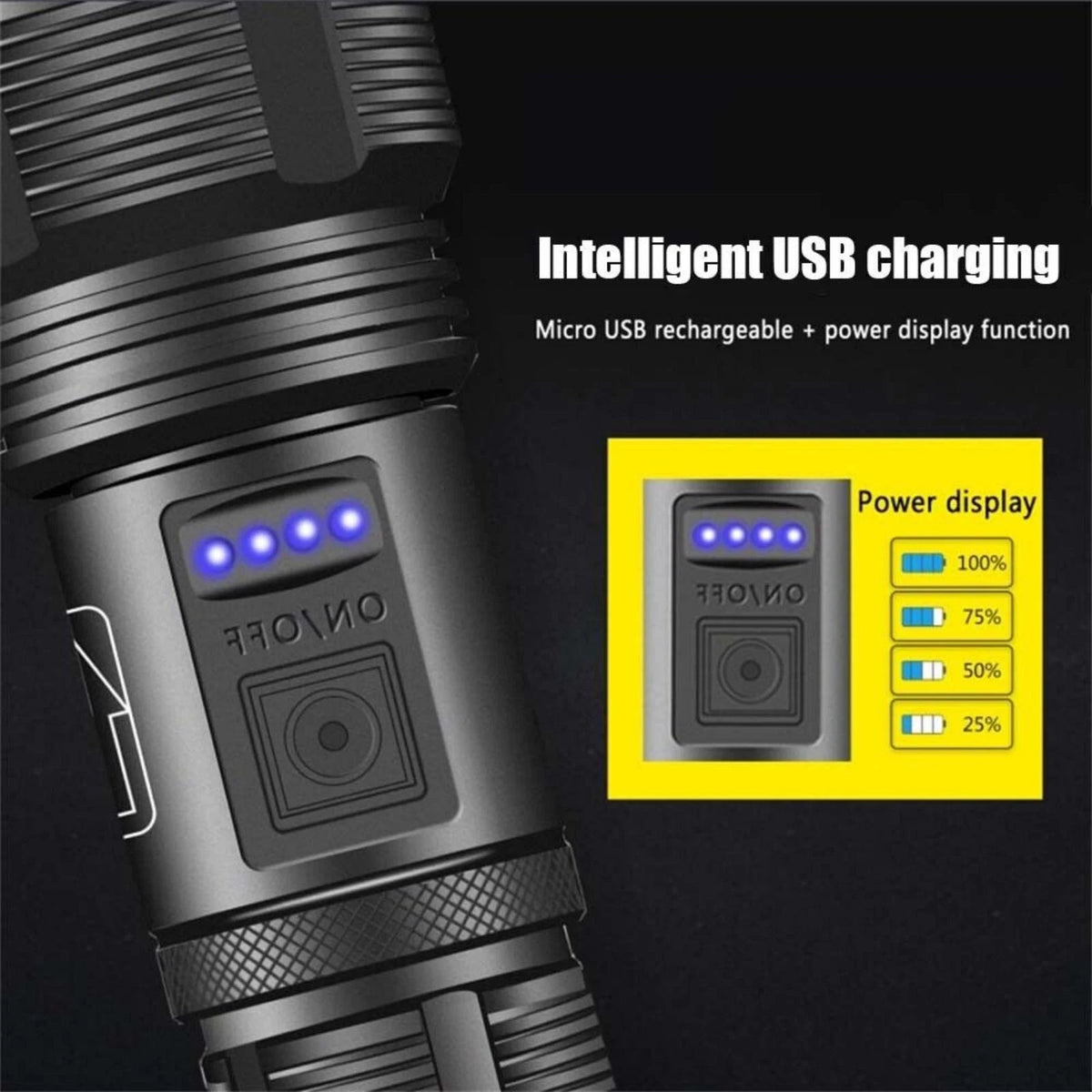 1000 lumens Super Bright LED Flashlight Tactical Rechargeable Waterproof