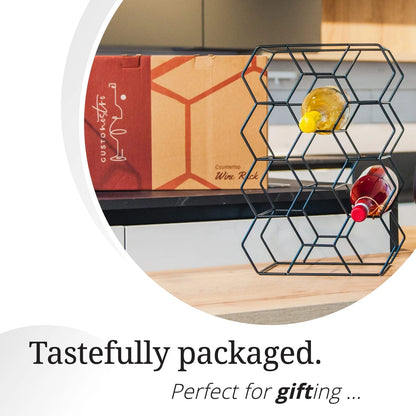 Gusto Nostro Countertop Wine Rack - 14 Bottle Freestanding 14 Bottles, Black