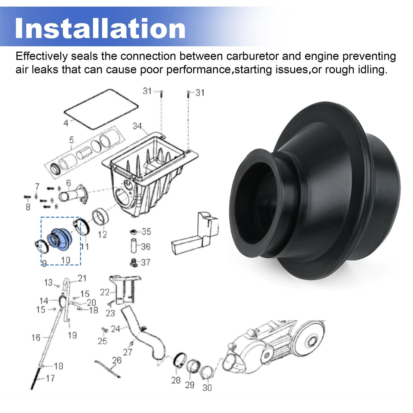 Carb Boot 0452563 for Polaris ATV:Phoenix 200 2005-2023 Phoenix 200 Limited 2007