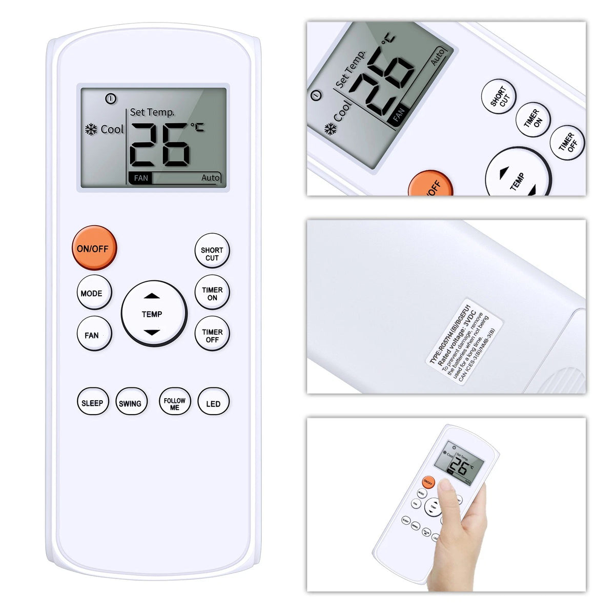 RG57H4(B)/BGEFU1 Remote Control For Insignia Toshiba Air Conditioner