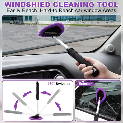 Viewsun Windshield Cleaner Tool, 17Pcs Purple Car Interior Cleaning