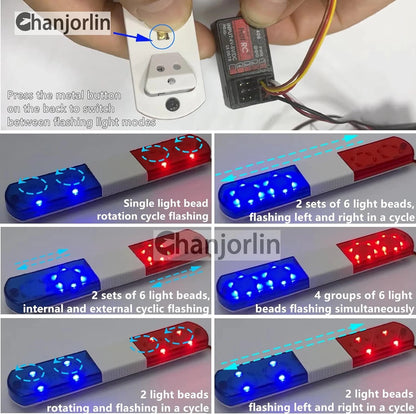 1/10 RC Car Simulation Police Lights Multi-Function Flash LED Yellow 145mm