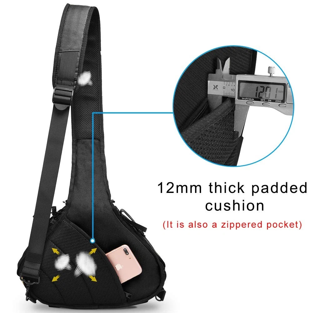 CADeN Camera Bag Sling Backpack Case Waterproof with Rain Small, Black