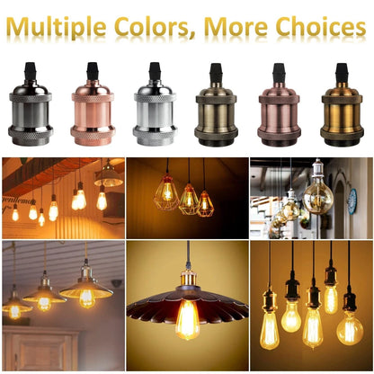 DiCUNO E26 Vintage Lamp Socket, Edison Pendant Light 4pcs, Brass