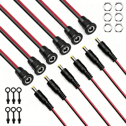 Seamaka 6pack 5.5 x 2.1 mm DC Power Jack Socket and Female Threaded Black