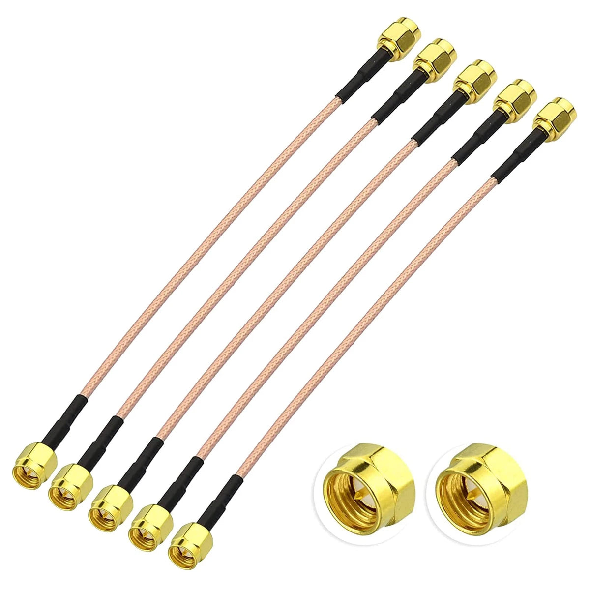 Superbat SMA Coax Cable - Male to Connector - 6in, 6inch 5-pack