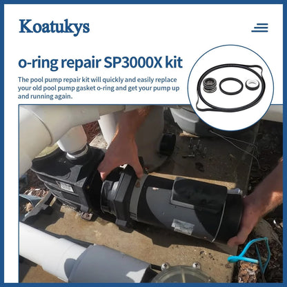 Koatukys SP3000X Shaft Seal Gaskets and O-Ring Kit 1 Set Kit, Black