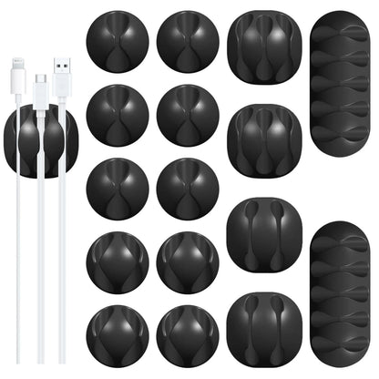 16Pack Black Desk Cable Management,Adjustable Cord 16pack, Black-16 Pack