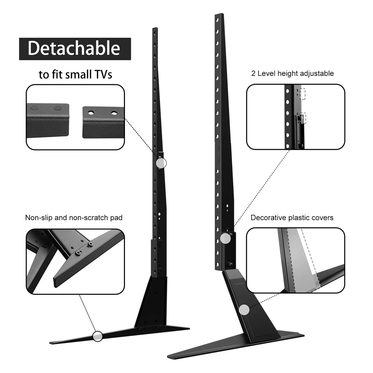Universal TV Stand, Metal Legs for 20-65 inch youth large / 11-13, Black
