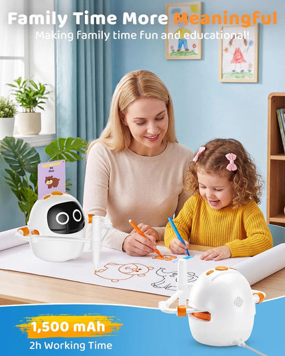 Drawing Robot for Kids Ages 3-8, Rechargeable Interactive Colorful