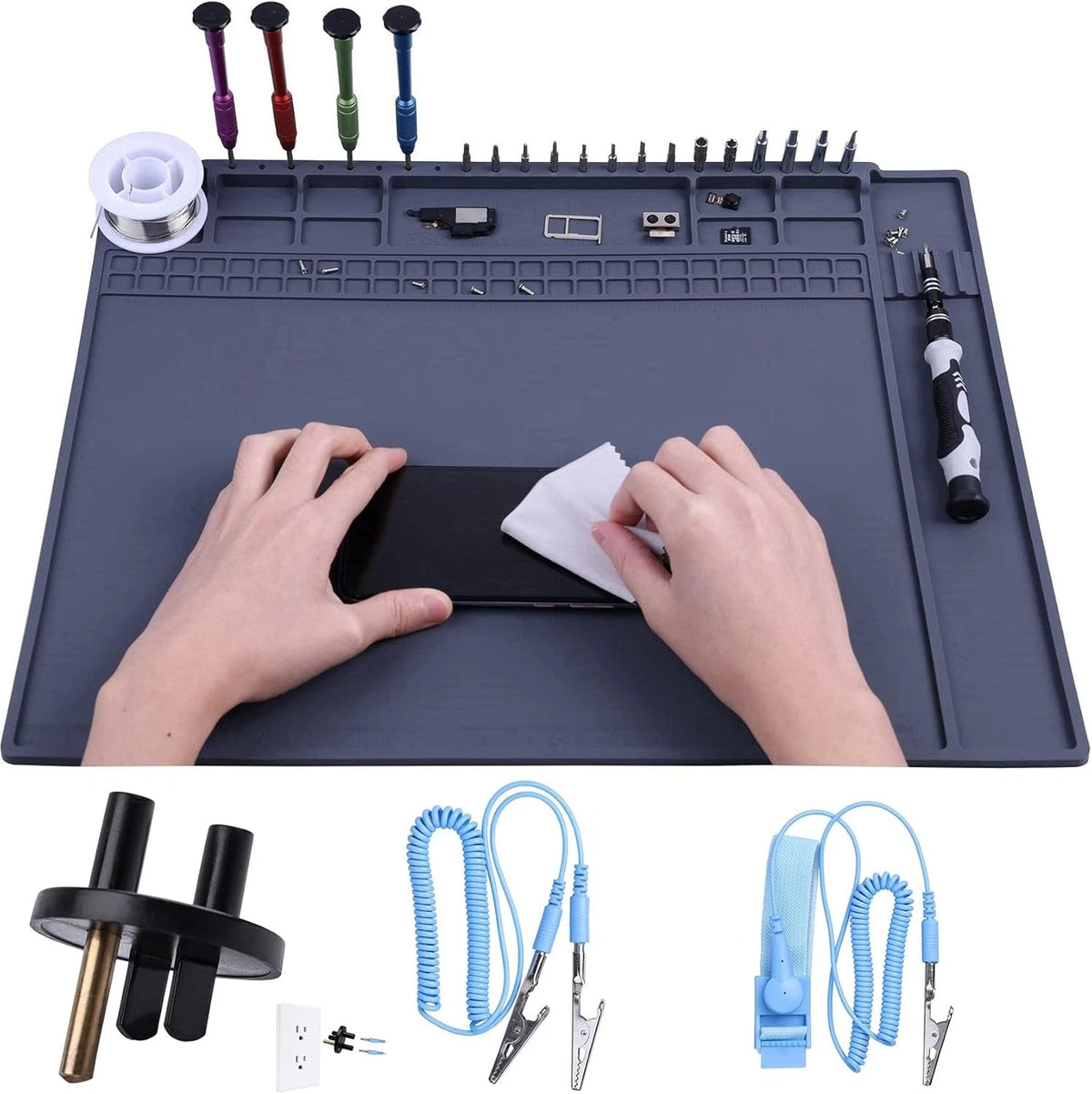 Premium Heat Resistant Anti Static Mat for Computer, X-Large-XX-Large, Grey