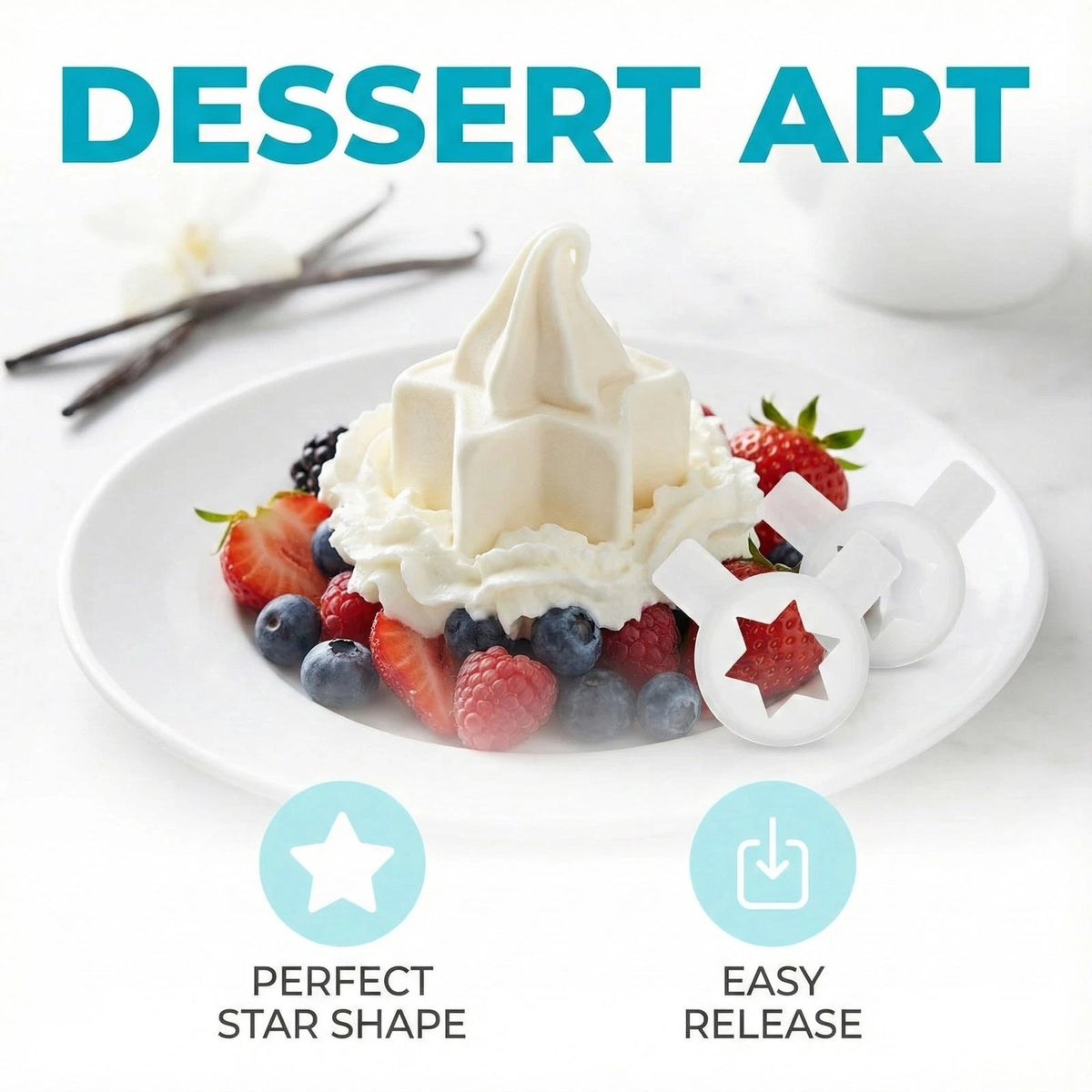 5PCS Ice Cream Maker Nozzles Star Shaped Soft Serve 4.80X4.20X0.90CM, White