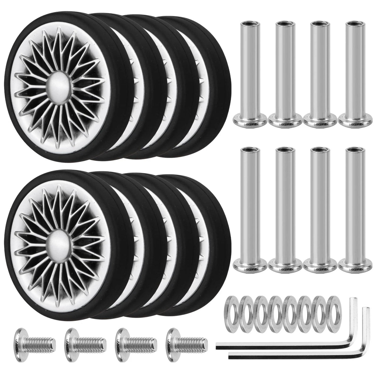 Ech.Apr Luggage Wheels Replacement OD 55mm, 8 Pcs Suitcase Grey