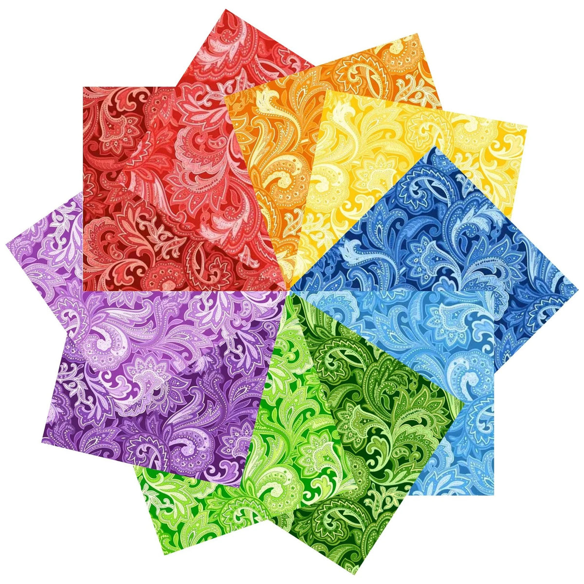 8"x 8" 50 PCS  Cotton Floral Fabric Squares Bundles 50 8"x8", Paisley