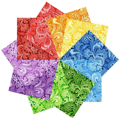 8"x 8" 50 PCS  Cotton Floral Fabric Squares Bundles 50 8"x8", Paisley