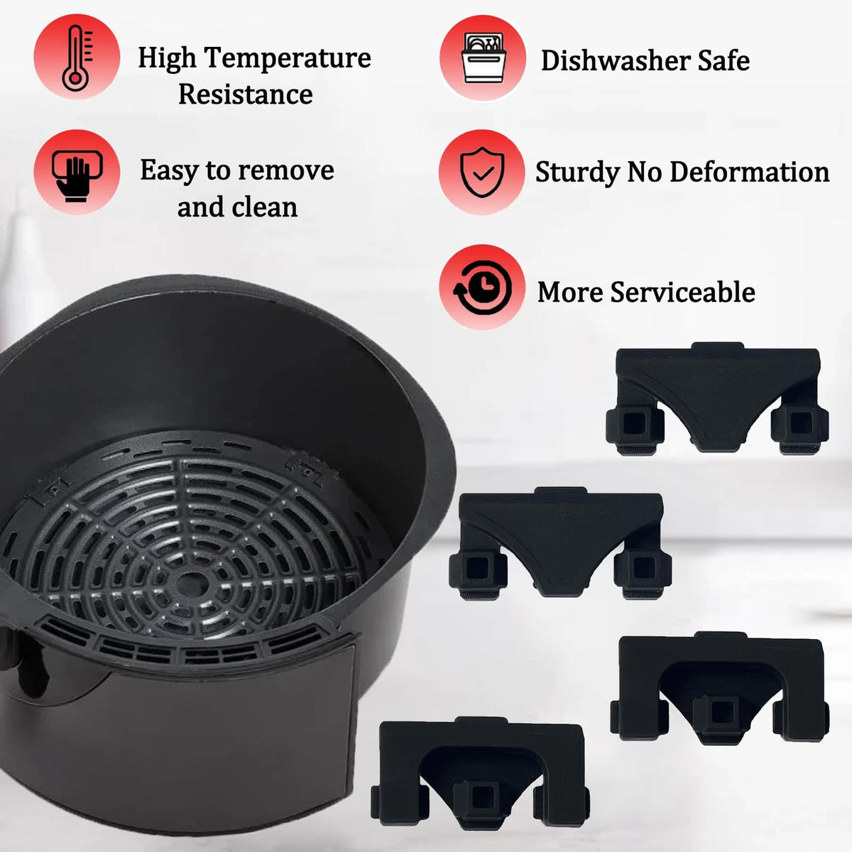 HEISENLIN Air Fryer Silicone Rubber Bumpers for For Bella/Instant, Black