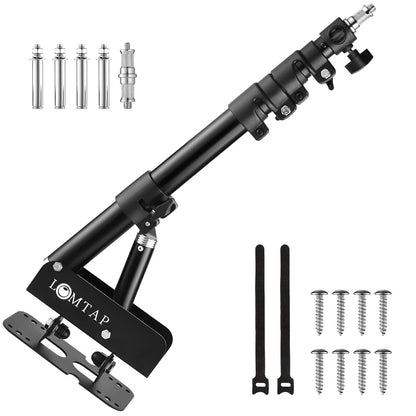 LOMTAP Ring Light Wall Mount Adjustable 45.7" Boom Arm 3.8ft, Black 3.8ft