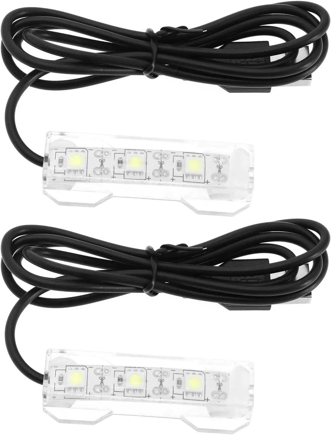 ECSiNG 2Pcs Small Aquarium Light Black Wire White USB Strip Water
