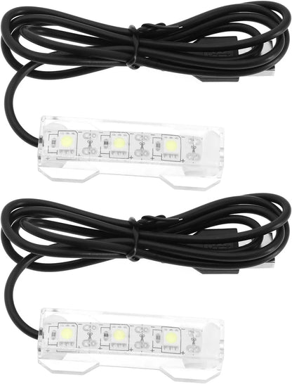 ECSiNG 2Pcs Small Aquarium Light Black Wire White USB Strip Water