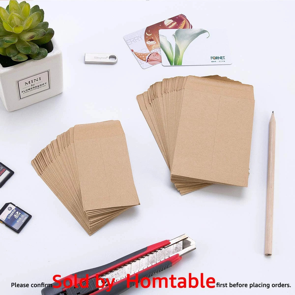 200 Pack Small Coin Envelopes Self-Adhesive 2.25 x 3.5 inches, Light Brown