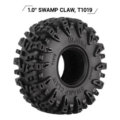 INJORA 1.0 Tires - S5 Swamp Claw Mud Terrain for TRX4M 64mm×24mm, Black