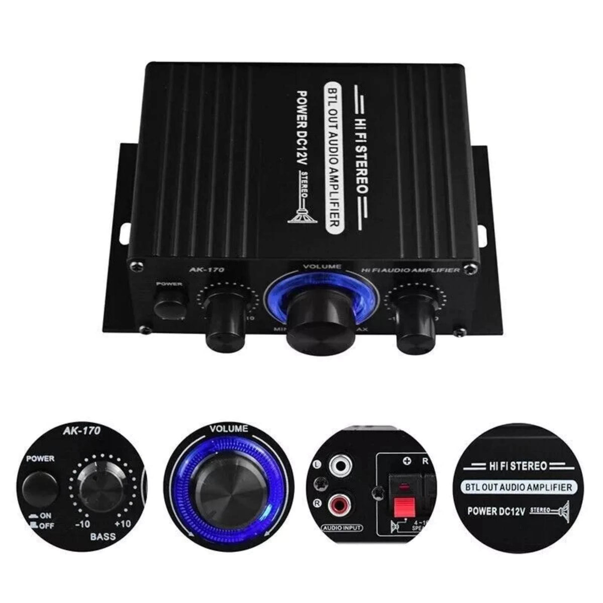 400W 2.0 Channel Powerful Stereo Audio Power Amplifier HiFi Bass Amp Car Home