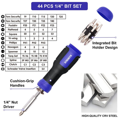 STREBITO Precision Screwdriver Set 191-Piece Multi-Bit 191-Piece, Blue
