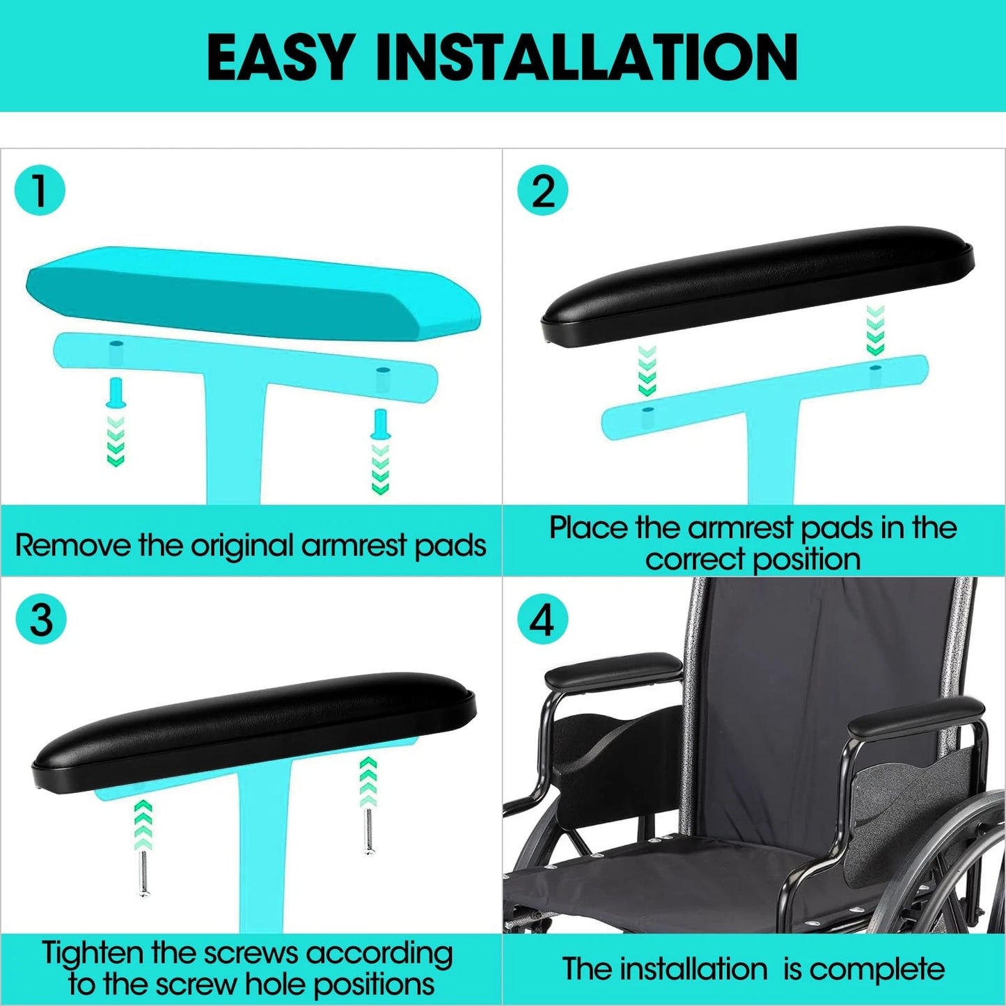 Wheelchair Armrest Pads - Premium Comfort Foam Cushions Universal Fit for...