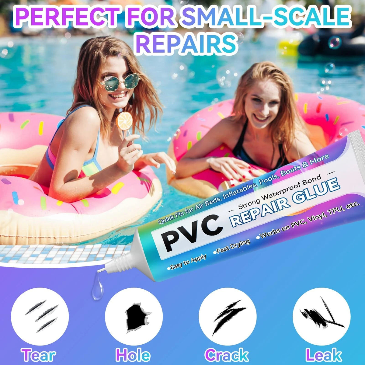 Kallteren Air Mattress Patch Kit, Waterproof Pool Repair Kit for Clear