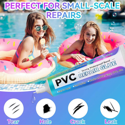 Kallteren Air Mattress Patch Kit, Waterproof Pool Repair Kit for Clear