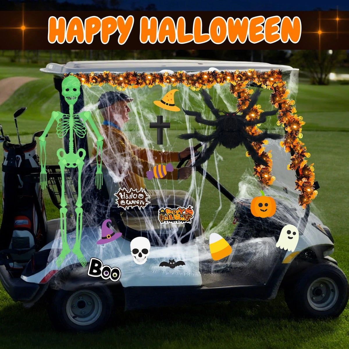 Suncalla Halloween Golf Cart Decoration Kit-Halloween Car multicolor