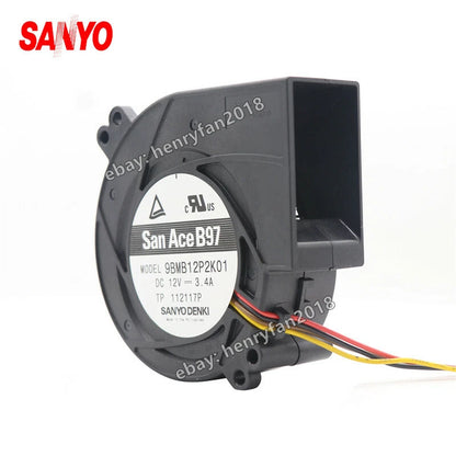 SANYO Denki 9BMB12P2K01 SanAce Blower Fan 12V 3.4A 56.8CFM 97*95*33MM Axial Fan