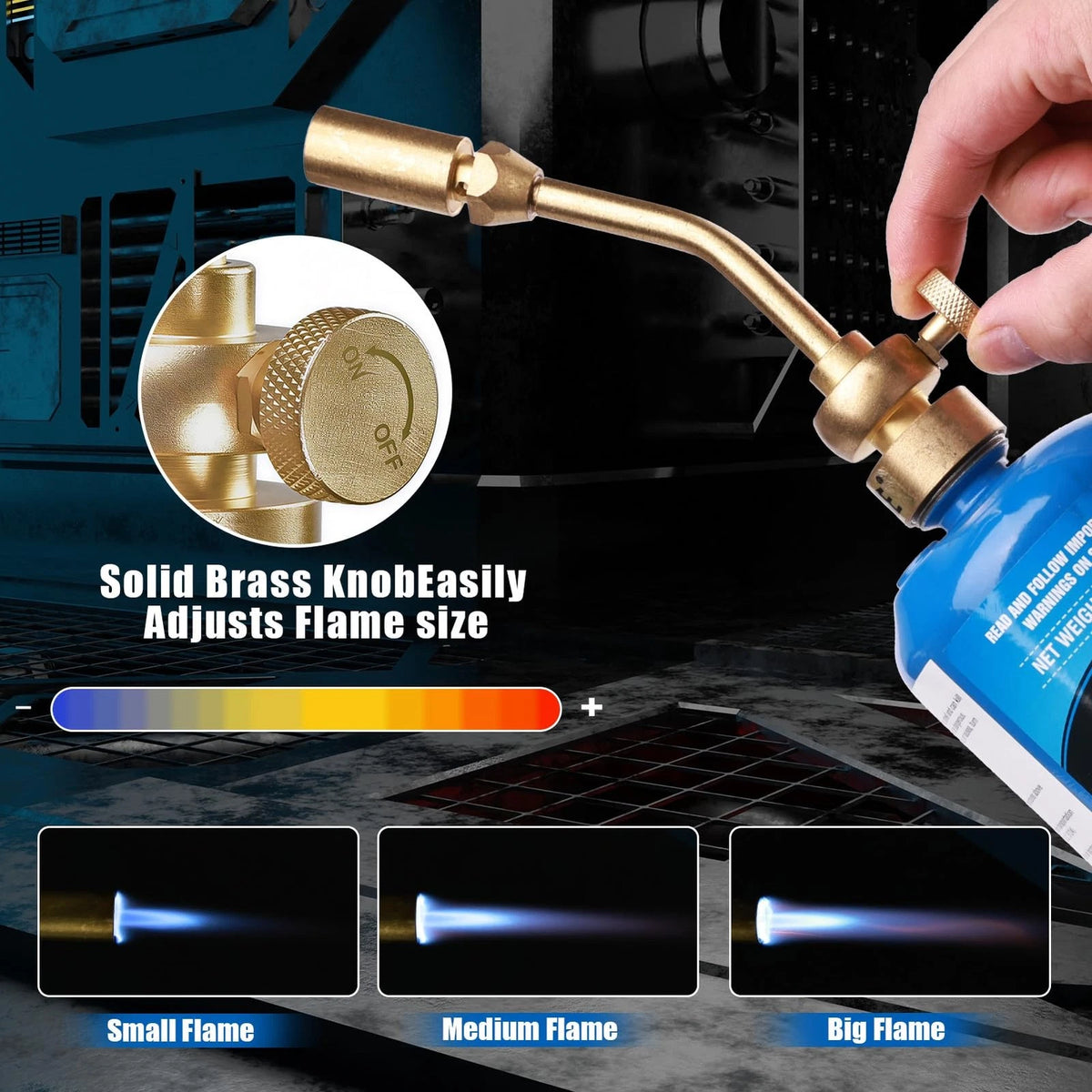 BLUEFIRE Solid Brass Jumbo Pencil Flame Gas Welding Torch Head Nozzle Gold
