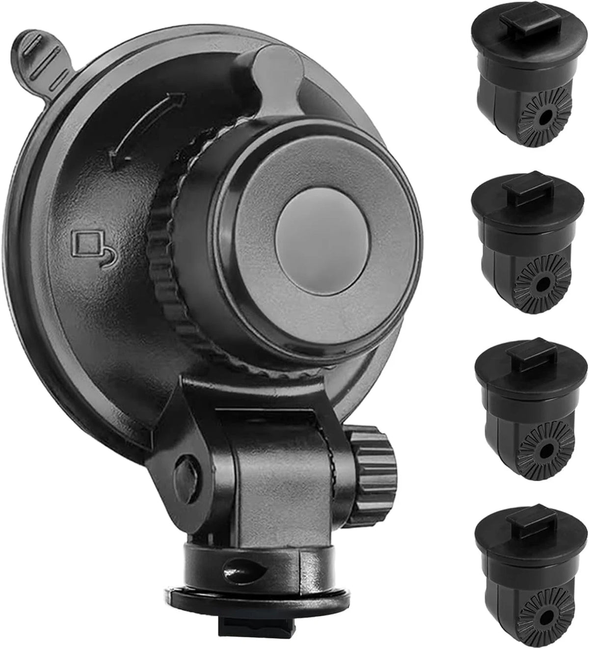 Sportway S504 Suction Cup Dash Cam Mount Holder (5th Gen) with 4pcs 360 Black