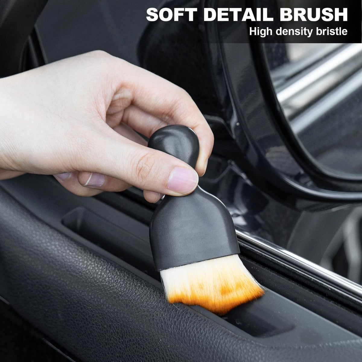 ThinkLearn Car Detailing Kit Brush Set with Cleaning Gel, 7PCS, Black