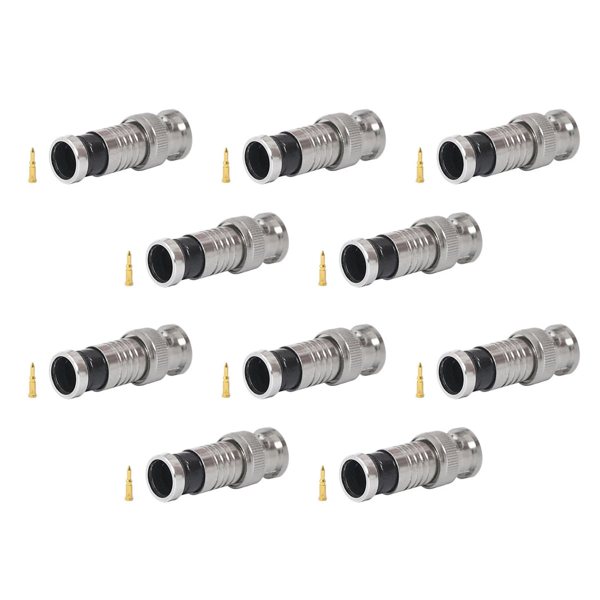 10*Premium Adapter BNC Compression Connector for CCTV Camera RG6 Coax Cables