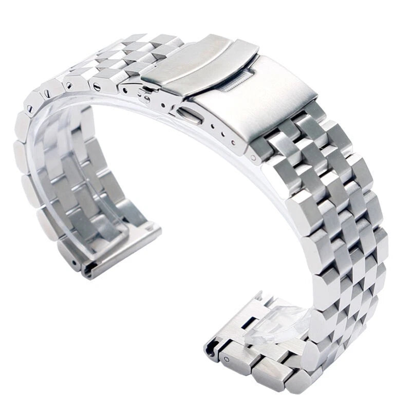 Silver 22mm Width Watch Band Strap Bracelet Link Solid Watchband Replacement.