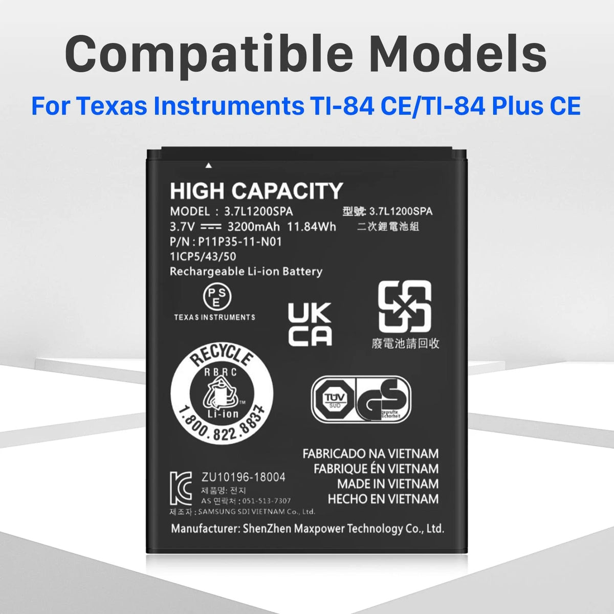 TI-84 Plus CE Battery, 3200mAh Replacement Battery for Texas Instruments...