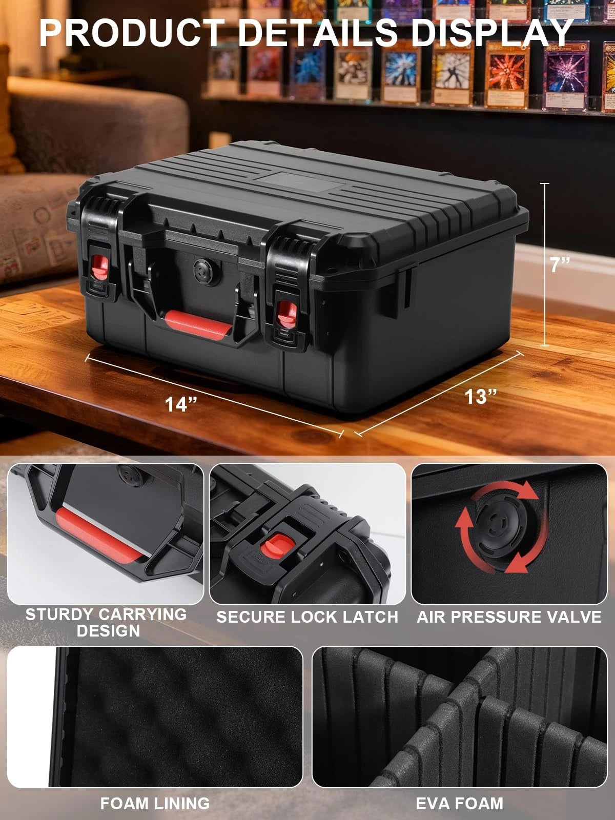 YUANXING Graded Card Storage Box,Trading Box with 6 Black