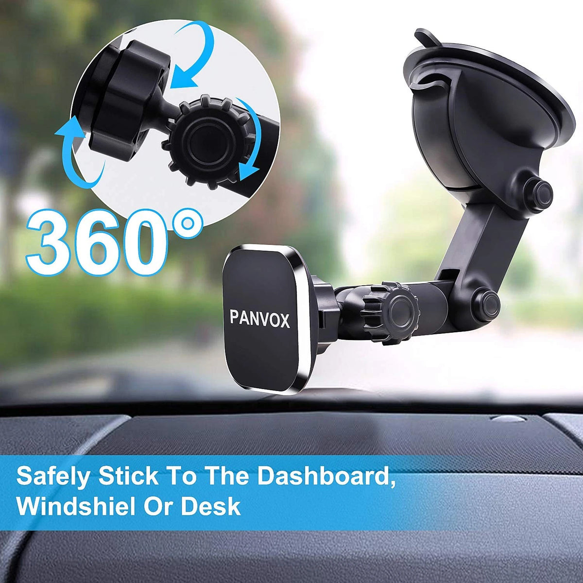 Magnetic Phone Car Mount, Universal Dashboard Windshield Black