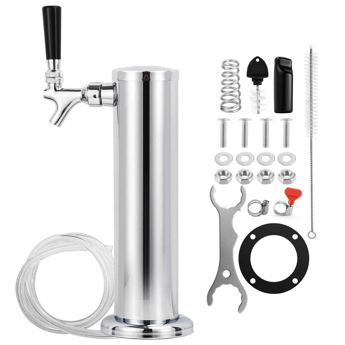 Hgkeke Beer Tower Single Tap Draft Tower, Silver
