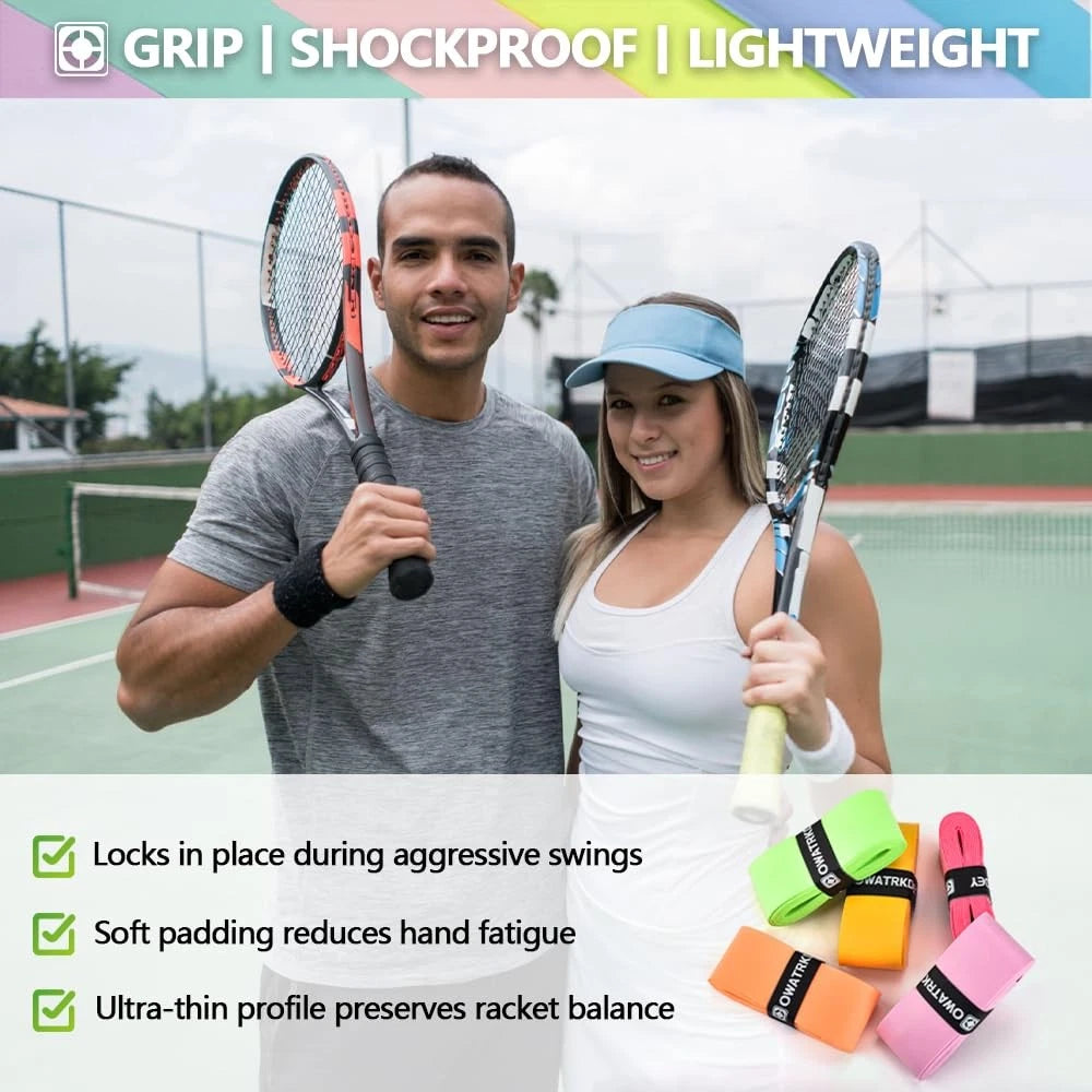 15 Pack Tennis Racket Grip Tape, Precut PU Anti-Slip Multi Color