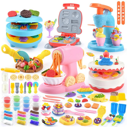 5-in-1 Color Dough Sets for Kids Ages 3+ DIY Food Maker Toys Set with 24 Pink